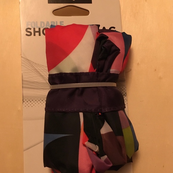 Samsonite Foldable Shopping Bag Satchel Mod Retro Geometric Pattern Razzmatazz - Picture 3 of 5